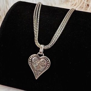 Vintage Brighton Ophelia French Quarter Silvertown heart multi chain Necklace